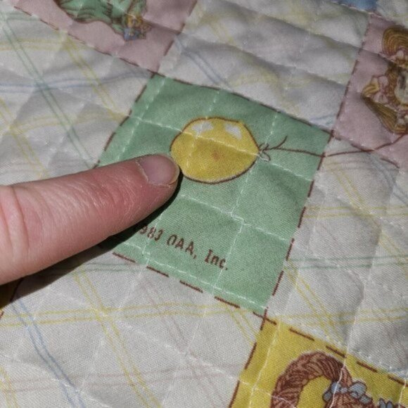 VTG Cabbage Patch Kids CPK Quilted Cloth Diaper Bag 1983 Green Yellow READ - Picture 12 of 13